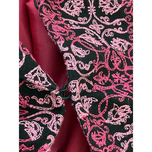 Talbots Pink Patterned Cotton Blazer - Embroidered & Hook Closure - Picture 9 of 12